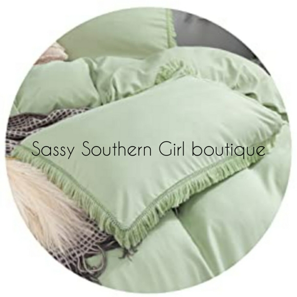 ⭐🆕 Boho fringe Seafoam green duvet set - Picture 5 of 9